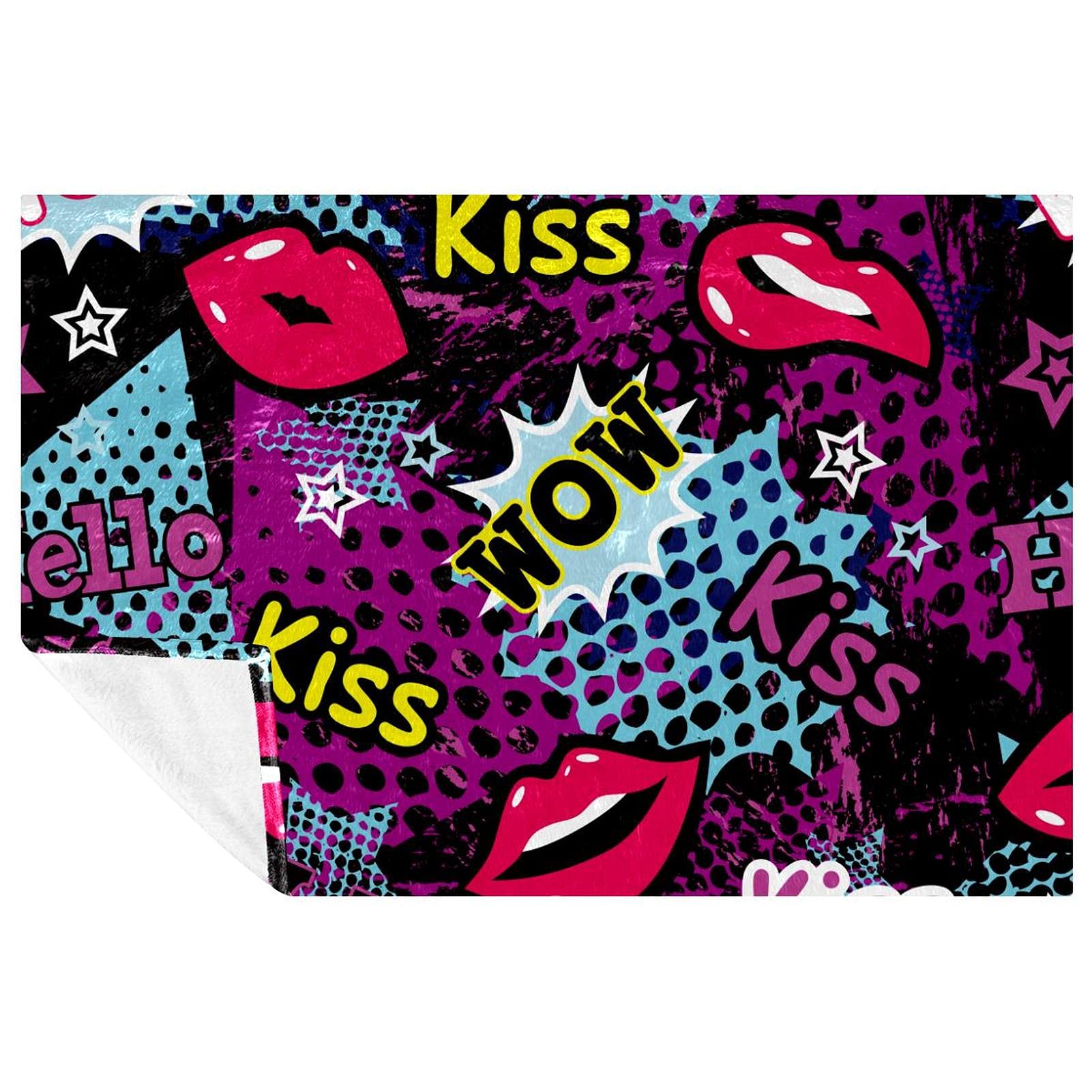 Couverture chaude Kiss Lip Prints jeté de canapé et plage 150x100cm