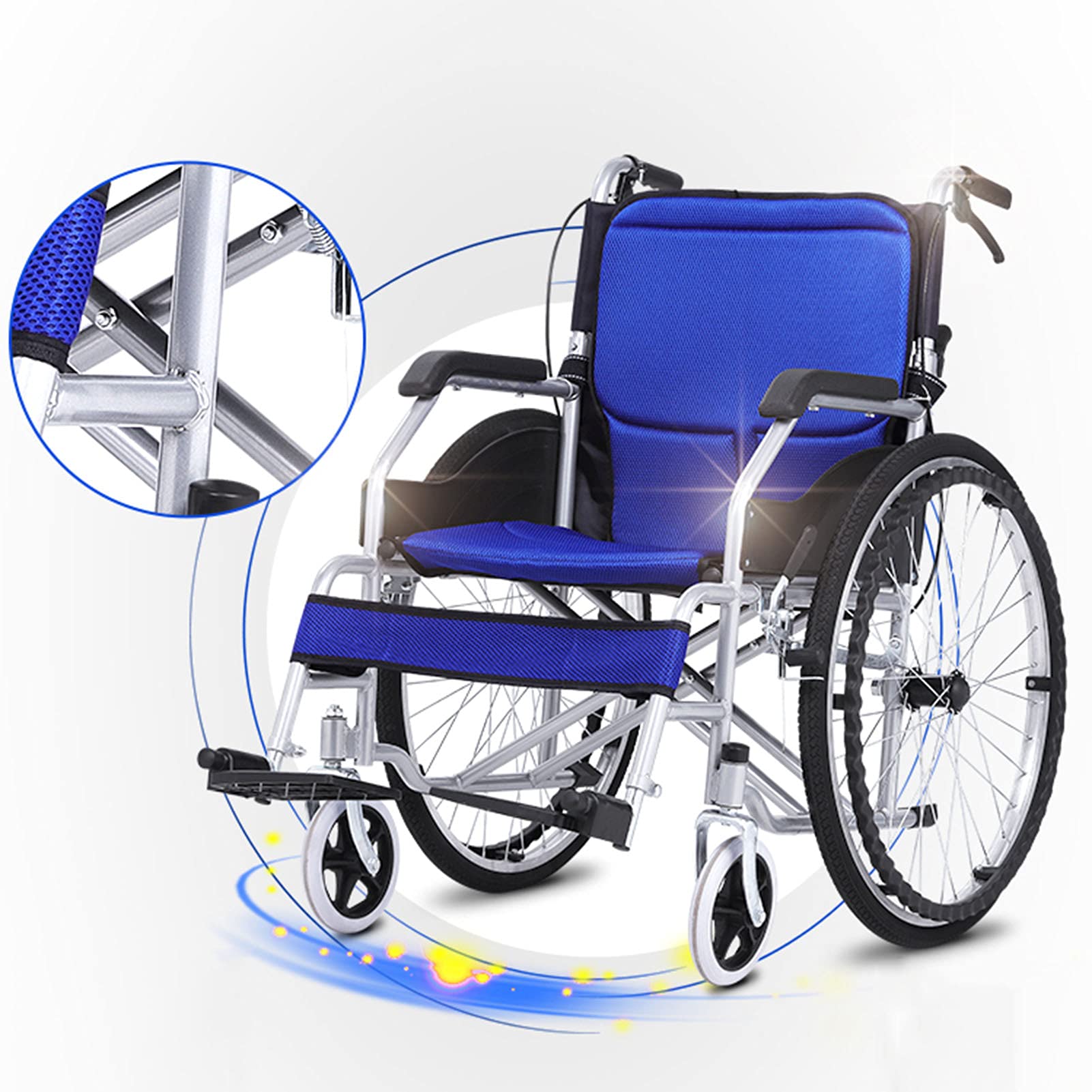 Sillas de Ruedas Ligeras,Silla de Ruedas Manual Ligera, Silla de Ruedas de Conducción Reclinable Totalmente Plana Y Multifuncional