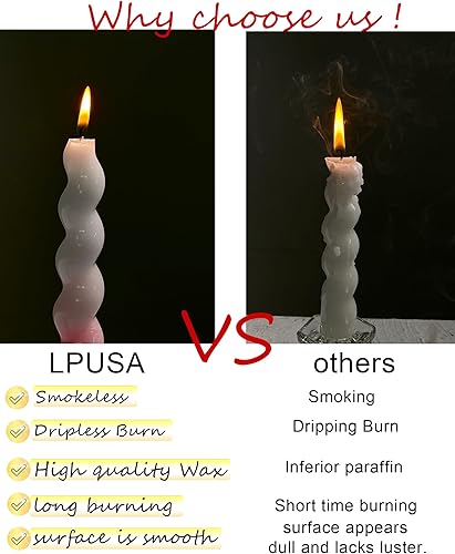 Miniatura 6 de Velas cónicas de Navidad de 7.5 pulgadas - Velas espiraladas verdes y rojas - Varillas de velas sin perfume y sin goteo, decoraciones navideñas - 4