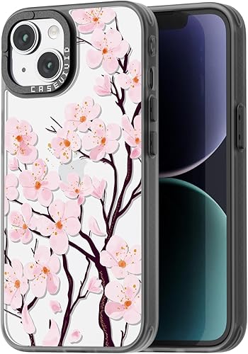Funda compatible con iPhone 14, bonita estética, duradera, a la moda, divertida funda para teléfono, diseño de flor de cerezo femenino para iPhone