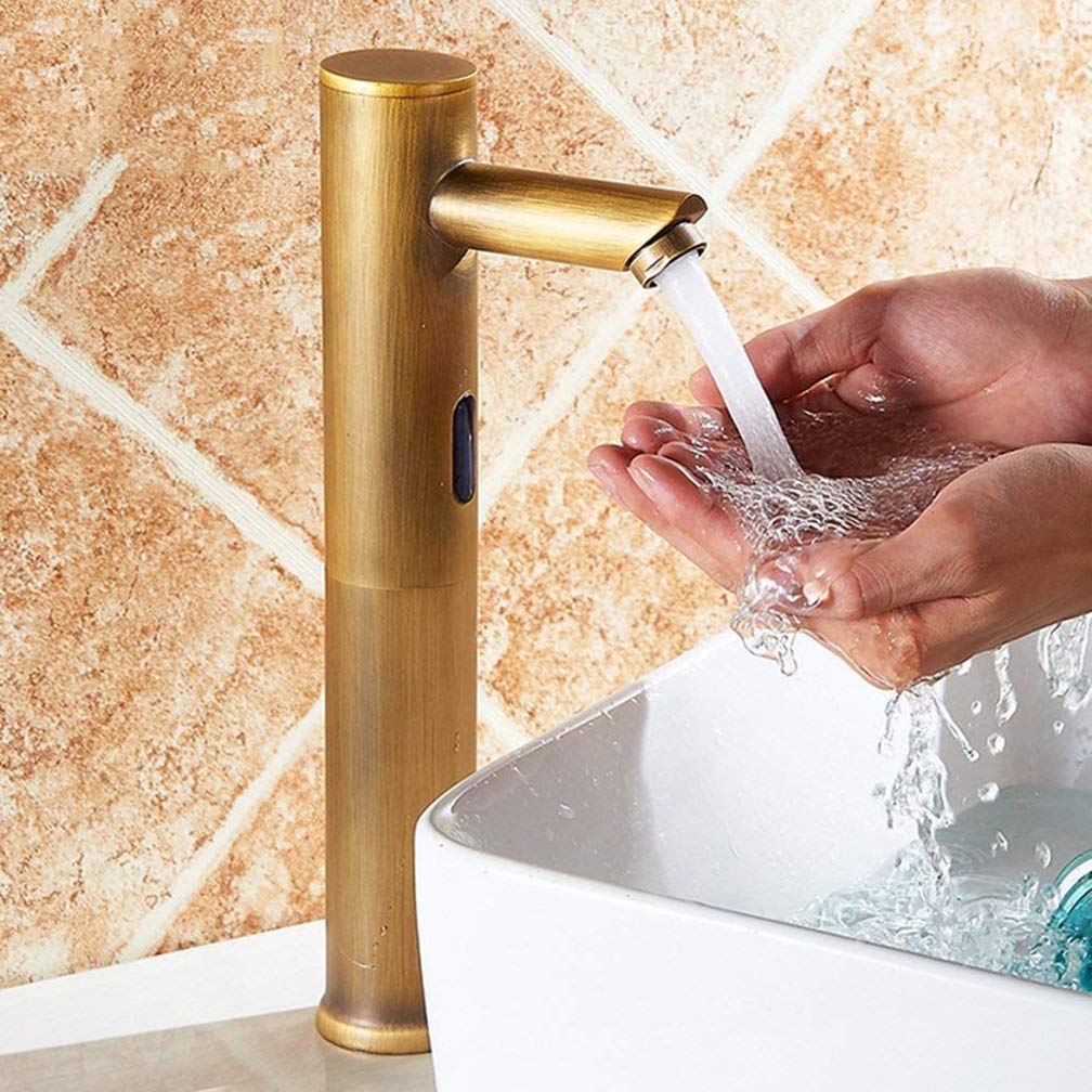 Rubinetti Elettronici Del Lavabo Del Rubinetto Del Rubinetto Dell'Acqua Caldi e Freddi Azionati a Batteria, Alto Becco, HJKLDS