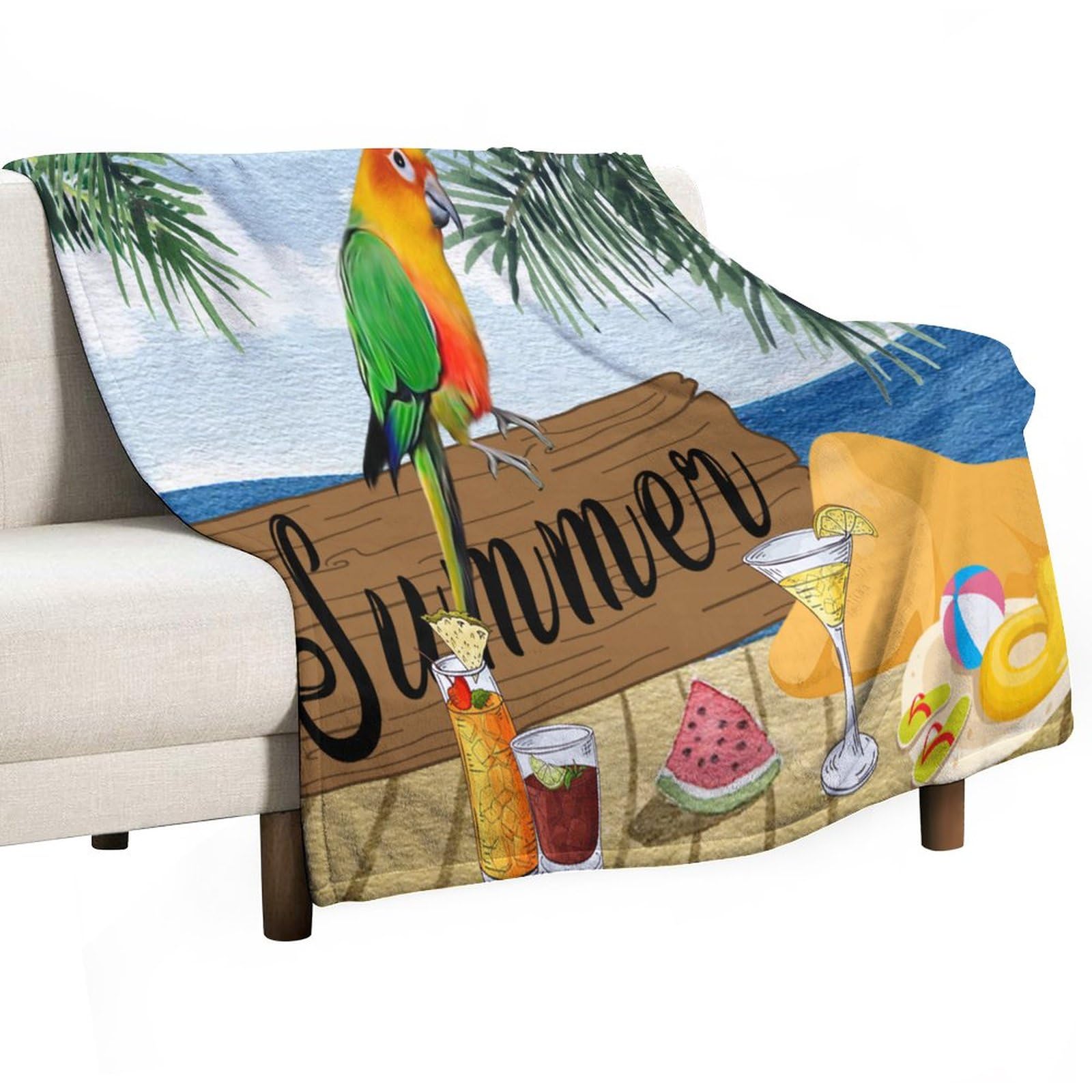 Couverture polaire en flanelle pour l'été perroquet flamant rose 152x203