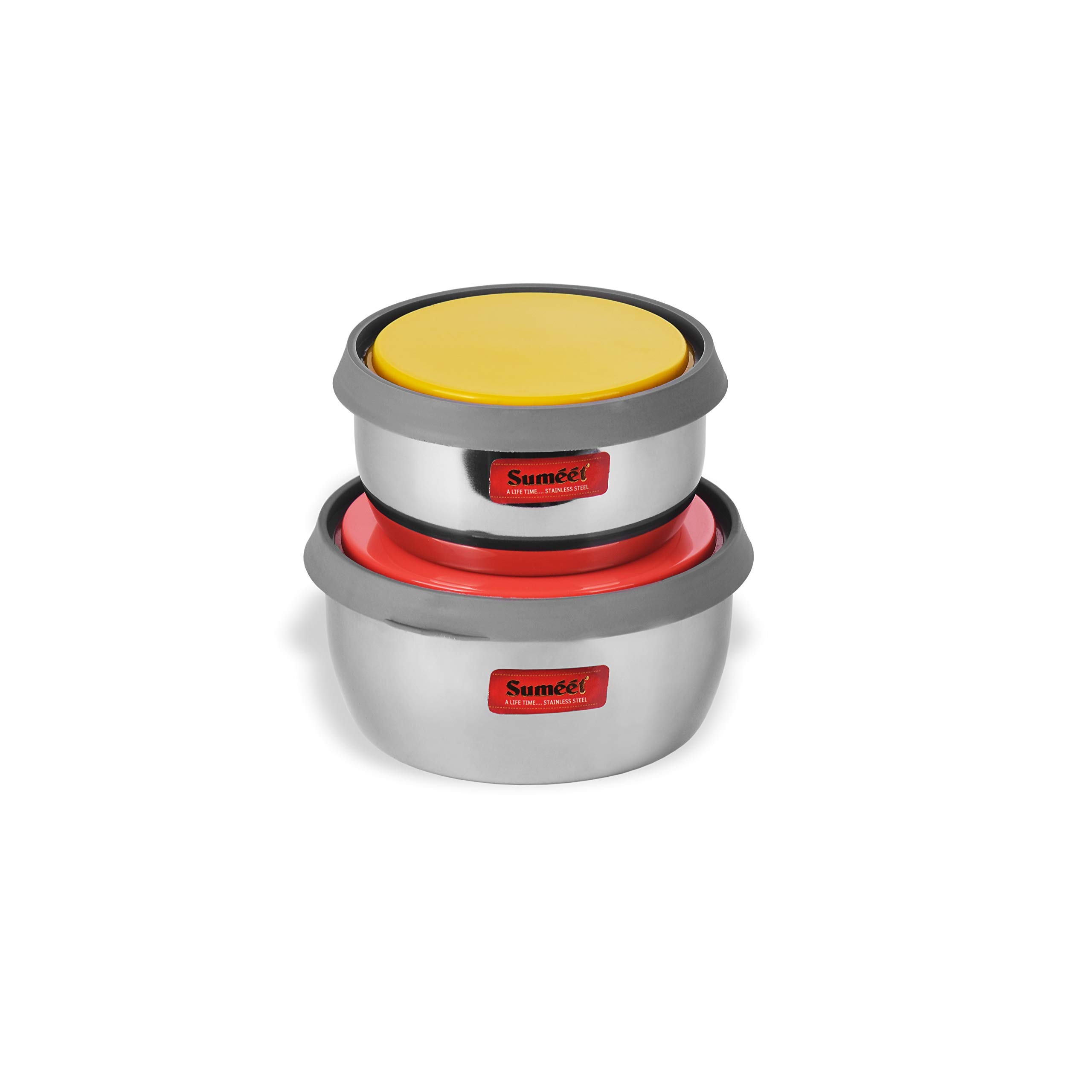 SumeetStainless Modena Food Storage Airtight & Leak Proof Containers Set Of 2Pc Standard Steel