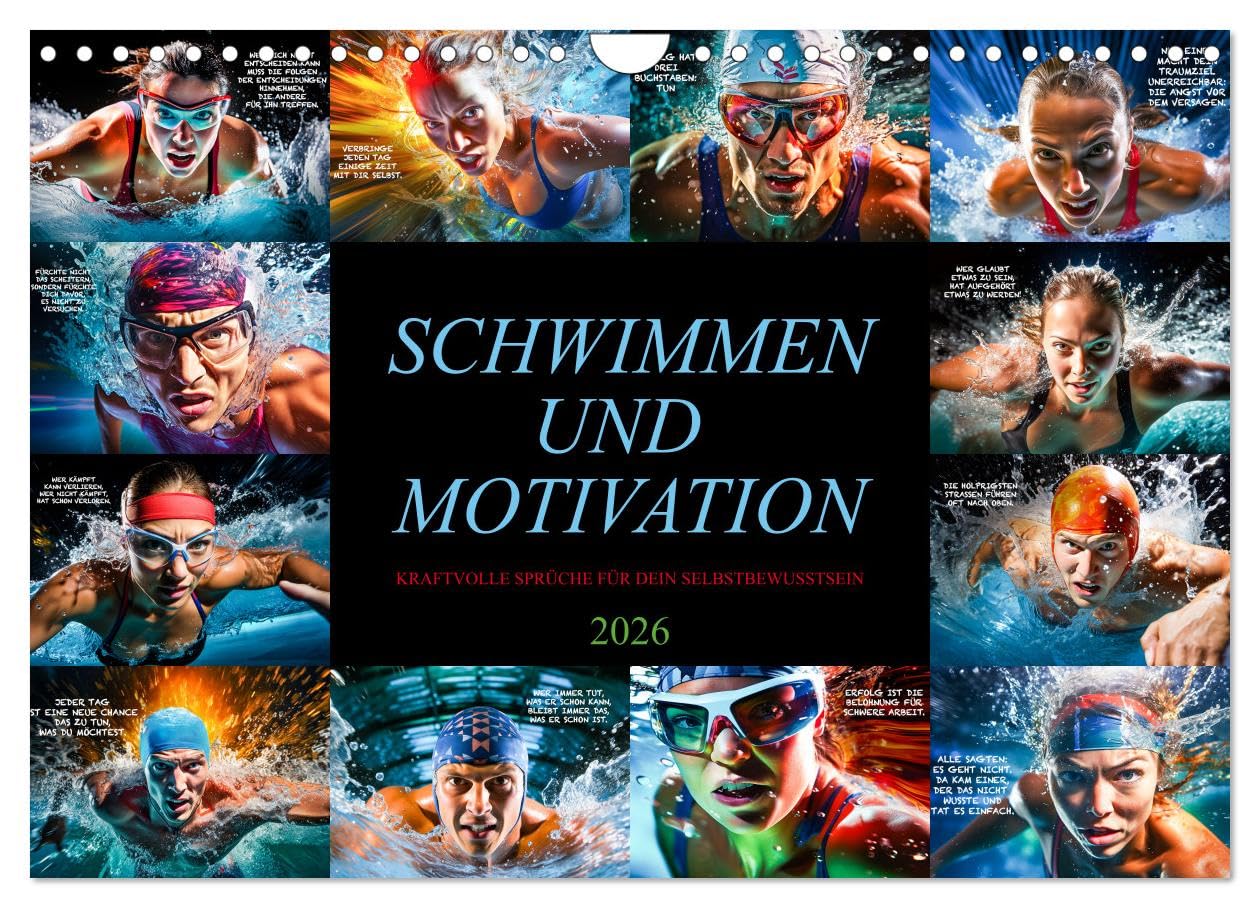 Swimming and motivation UK-Version (Wall Calendar 2026 DIN A4 Landscape), CALVENDO 12 Month Wall Calendar — image 1