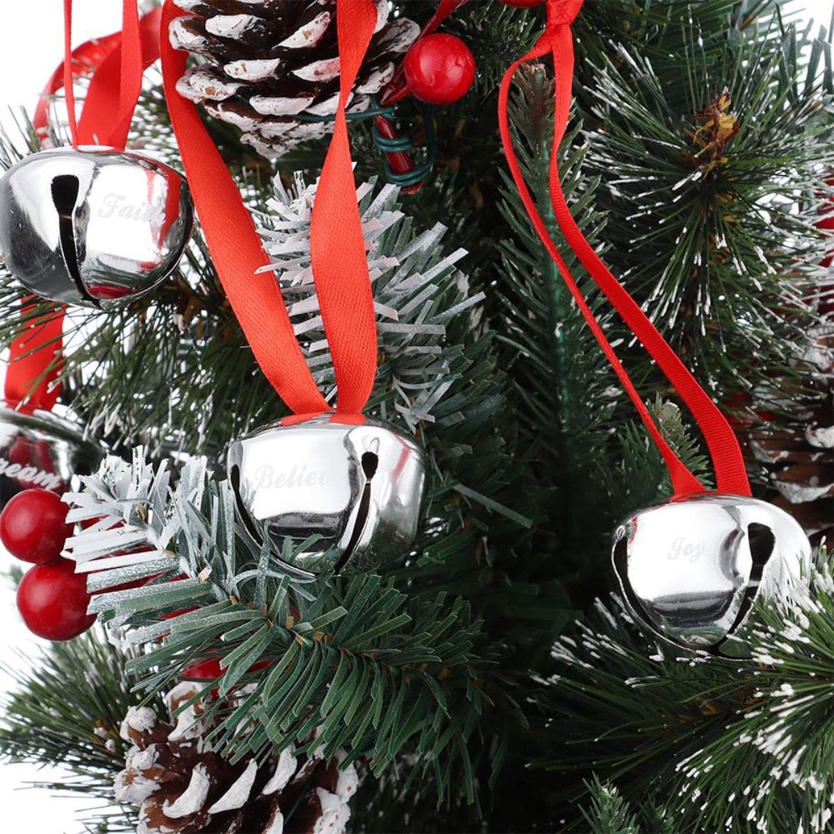 Weihnachtsglocken Mit 'Believe'-Aufdruck – 72 Stück, 3,8 Cm Groß, Mit Rotem Band, Perfekt Für Weihnachtsdeko