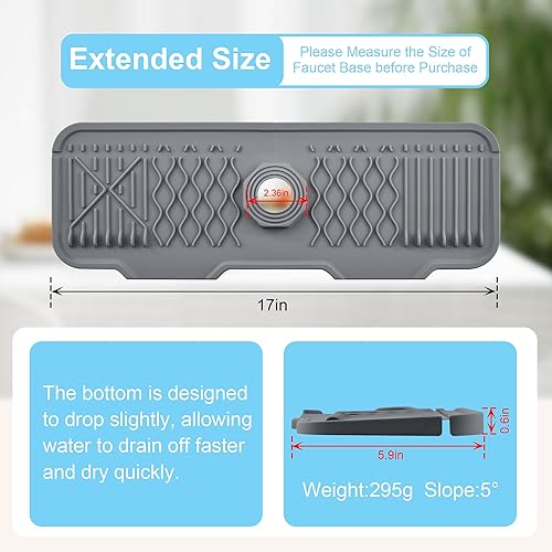Miniatura 3 de Burfocus Alfombrilla de silicona para grifo, protector de salpicaduras para fregadero de cocina, pendiente de 5, antideslizante de silicona con