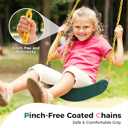 Miniatura 10 de DECORLIFE Paquete de 2 asientos de columpio para columpio, soporta 330 libras, kits de reemplazo de columpios con cadenas revestidas para niños