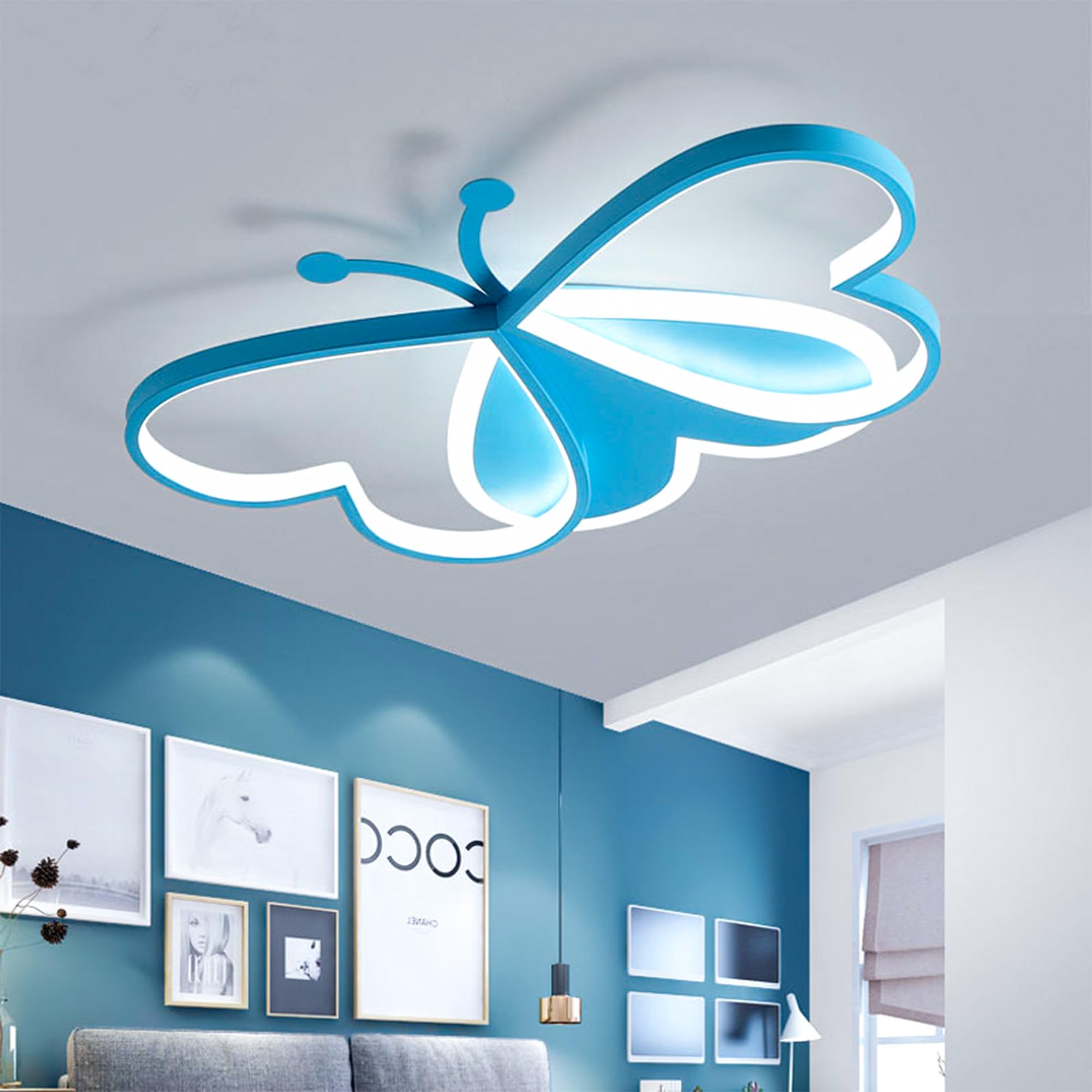 Children's Ceiling Lights with Remote Creative Bedroom Ceiling Light 36W Modern Ceiling Lighting with 50CM Remote Control Dimmable LED Ceiling Lighting LED APP for Boys/girls Children's Room-Blue