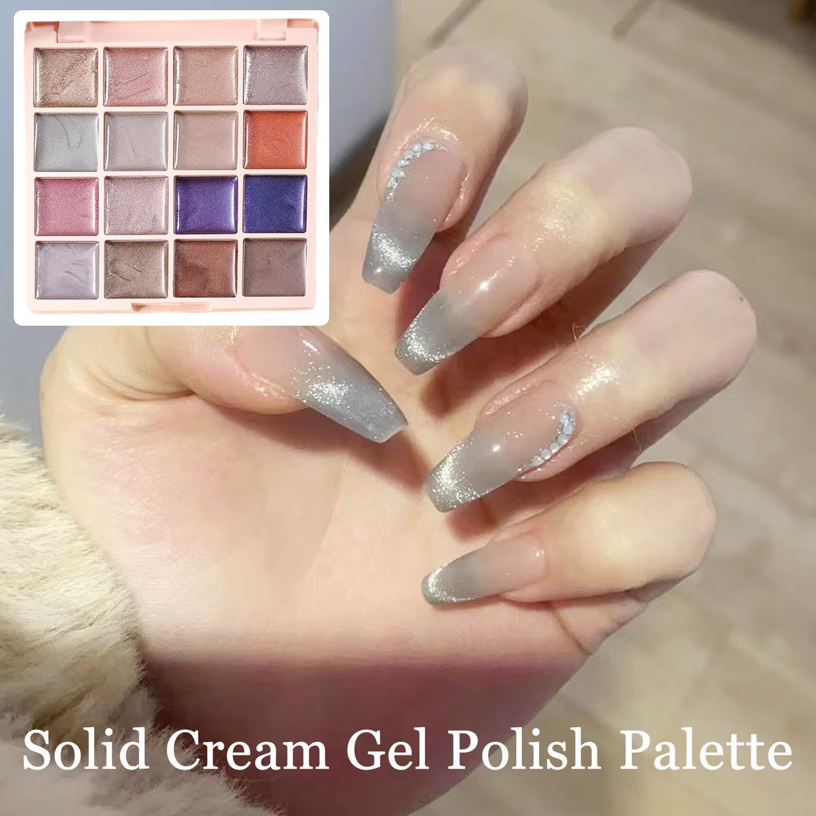 Solid Gel Nail Polish Palette, Gel Nail Palette, 16 Colors Nail Gel Palette, Magnetic Gel Nail Polish, Gel Nail Polish for, Nail Gel Painting Palette, Gel for Nail Design, Gel