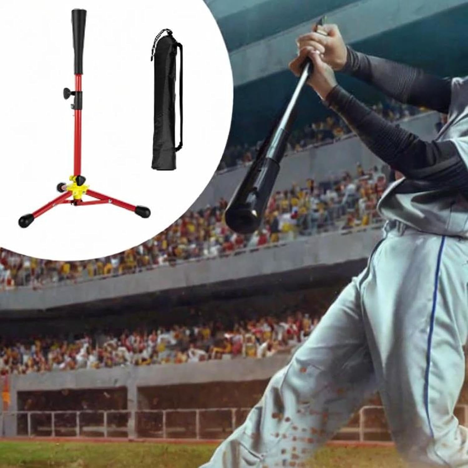 Baseball Batting Tee with Tripod Stand and Carrying Bag for Training