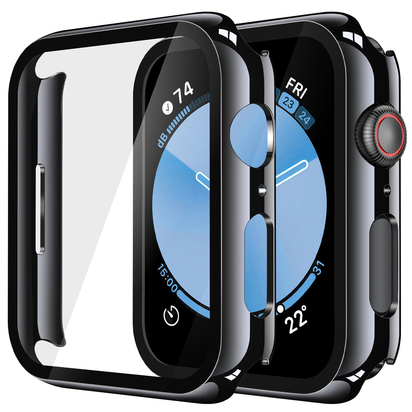 Misxi 2 Pack Tempered Glass Case Compatible for Apple Watch SE 3 (2025) SE 2 SE Series 6 Series 5 Series 4 40mm, Hard PC Screen Protector Overall