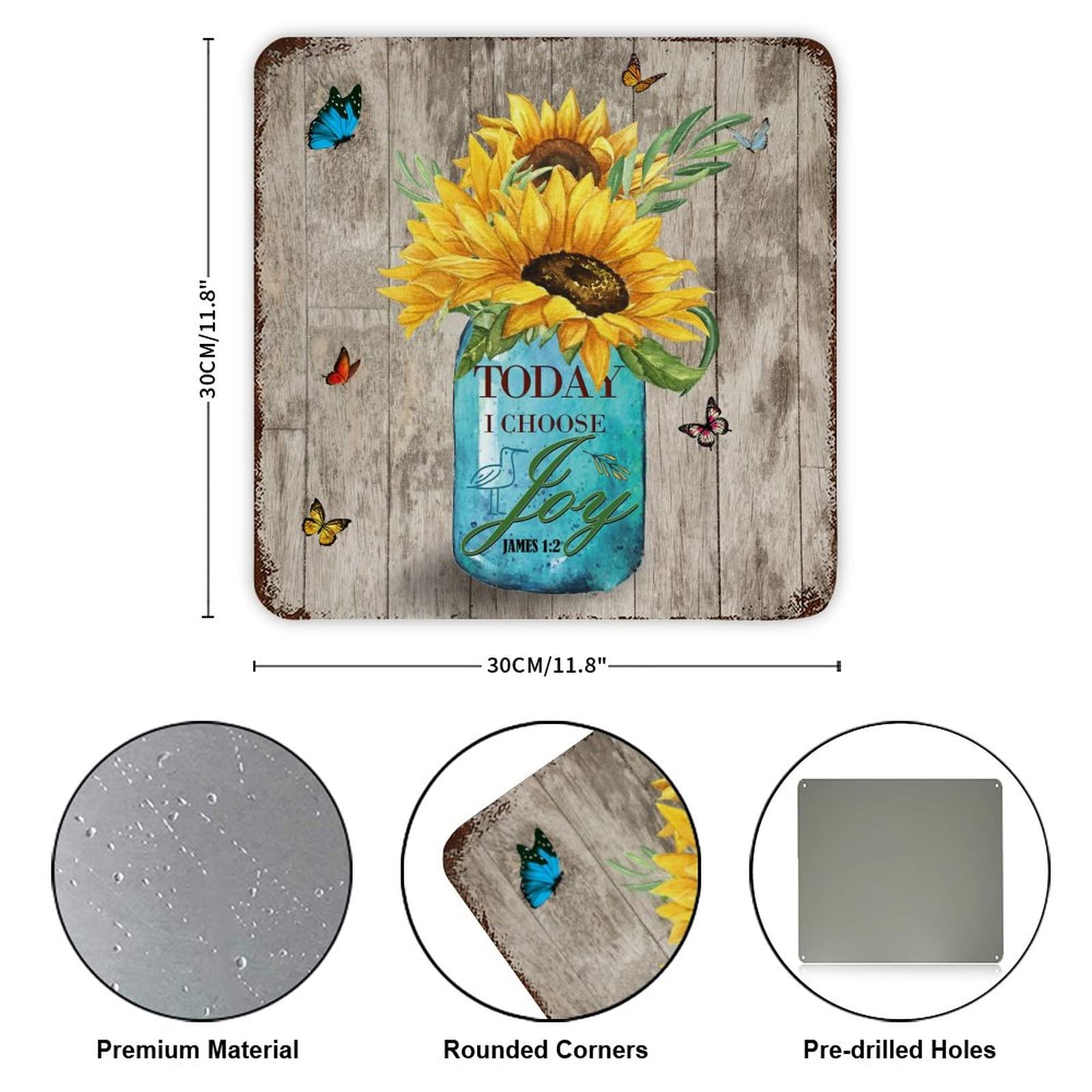 Targa In Metallo Con Girasole E Farfalla 'Every Day Is A New Beginning' – Decorazione Parete 20x30 Cm