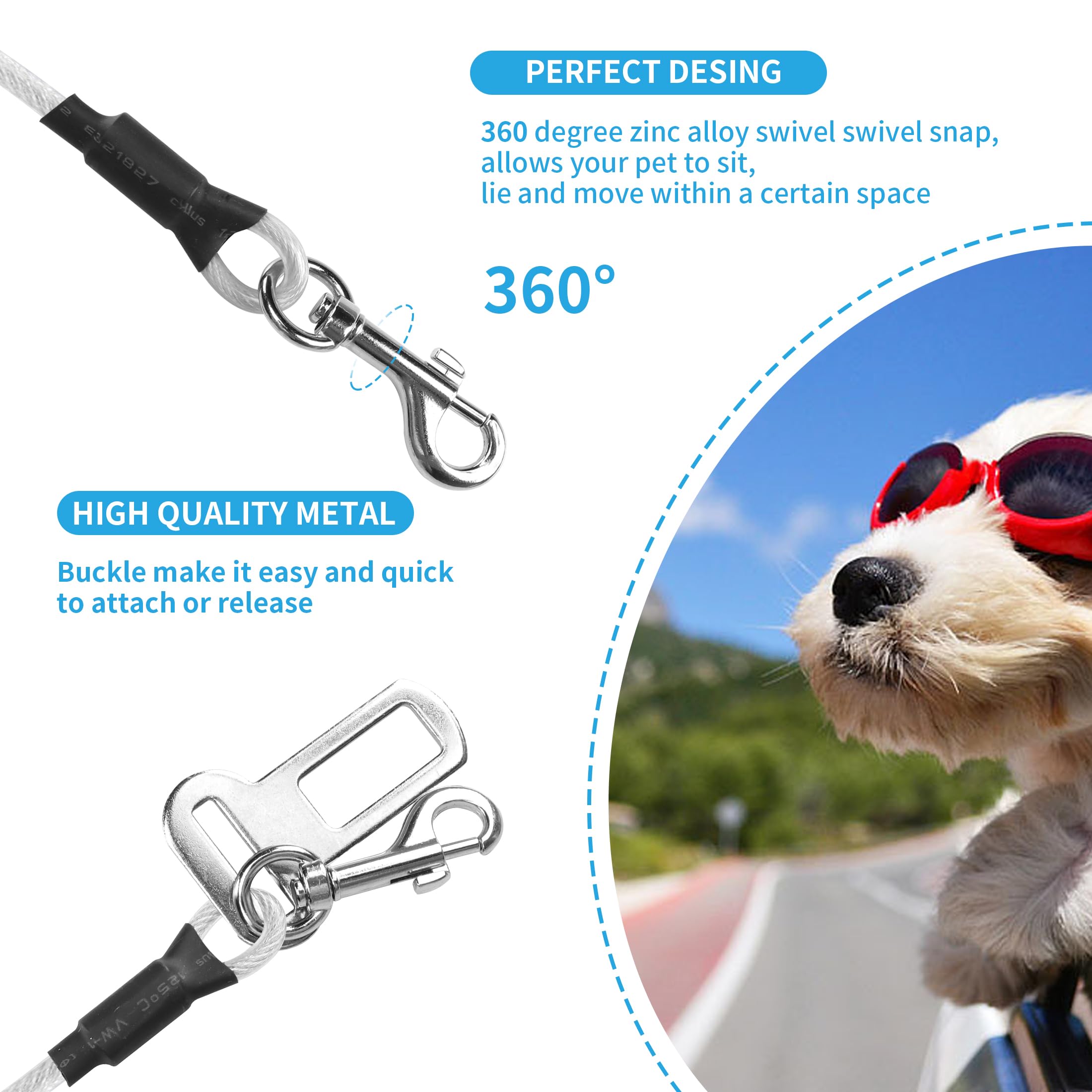 Cintura Di Sicurezza Per Cani In Cavo D'Acciaio - Anti Strappo E Morditura Per Auto, 3 Misure - Foto 6