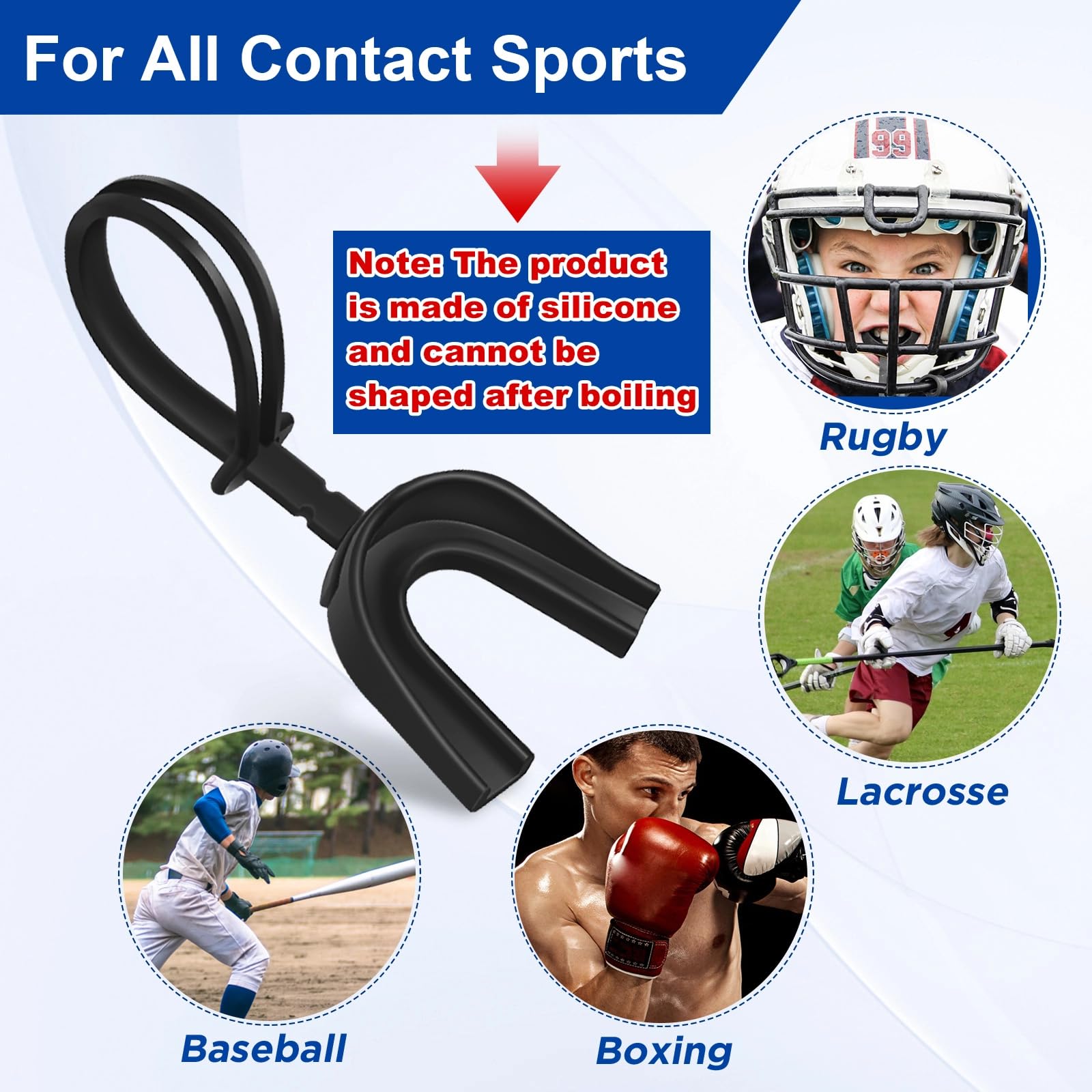 Copkim 50 protectores bucales suaves con correa, protector bucal deportivo con correa, protector bucal para adultos y jóvenes, boxeo, baloncesto, hockey, lacrosse, lucha, taekwondo, Jujitsu, rugby,