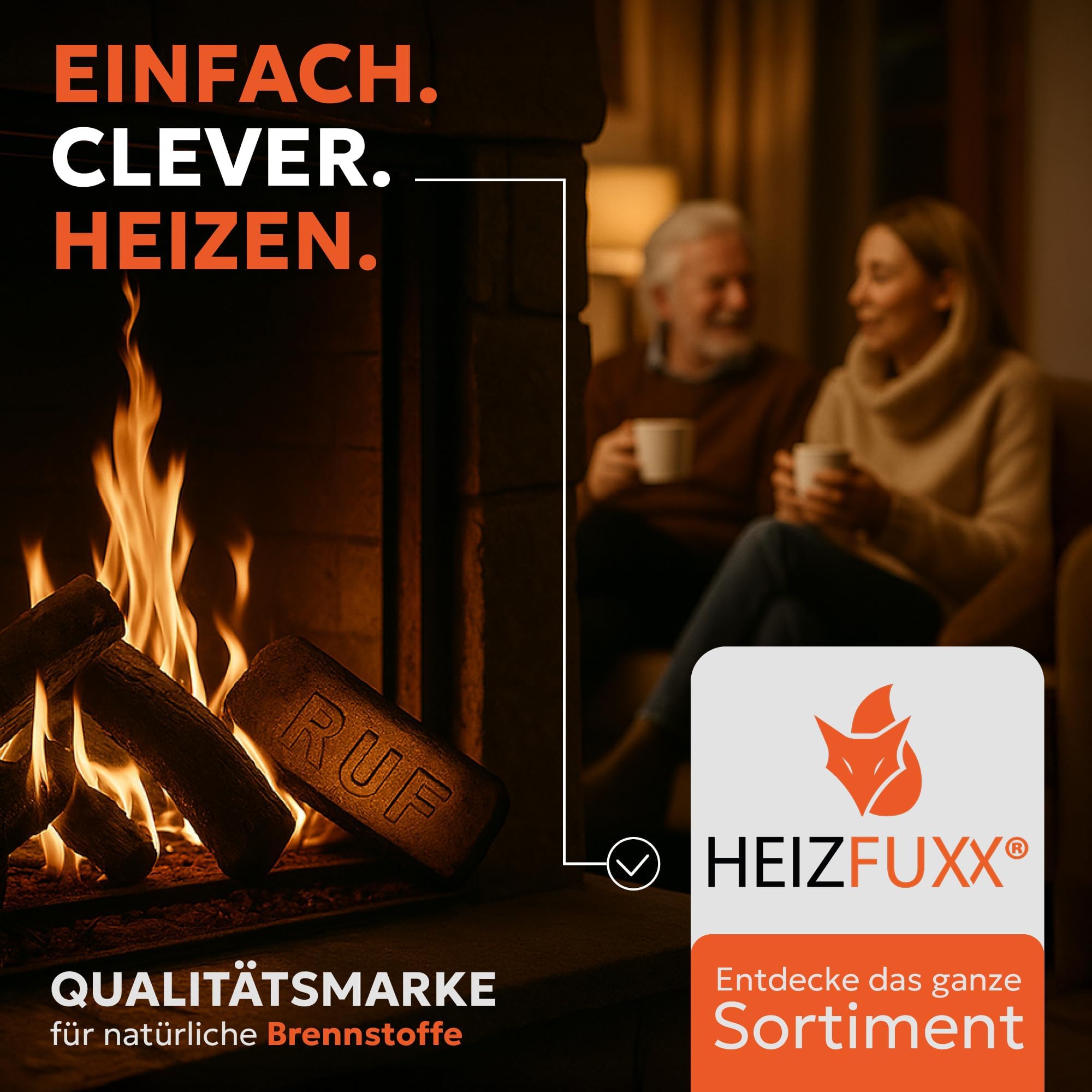 HEIZFUXX RUF Original Blue Holzbriketts Weichholz 960 kg (96 x 10 kg) 1 Palette
