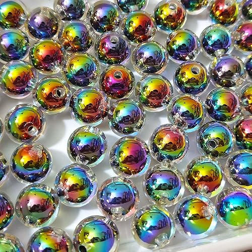 Miniatura 9 de Mixto Lots Brillante Gradiente Iredscent, cuentas de acrílico, cuentas de bricolaje, pulseras de banda para el cabello, collar artesanal