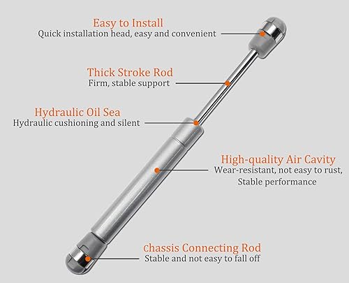 Miniatura 3 de Hxchen 4 bisagras de gabinete de soporte hidráulico, 8 pulgadas, 40N, tapa de cierre suave y amortiguador telescópico para puerta de gabinete de