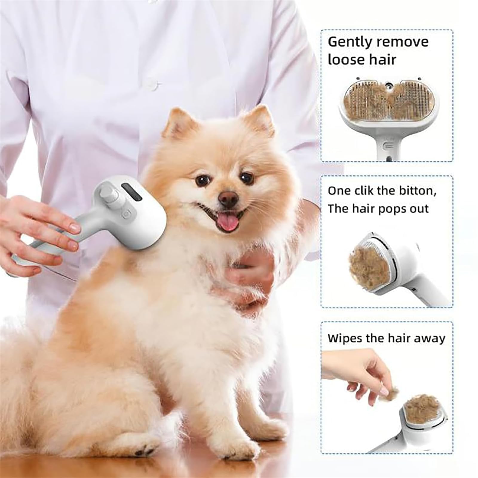 Kivori - Cepillo de aseo para mascotas, peine de depilación en aerosol para mascotas, cepillo de vapor para mascotas, cepillo de aseo para perros, gatos, cepillo de aseo para mascotas con rociador y
