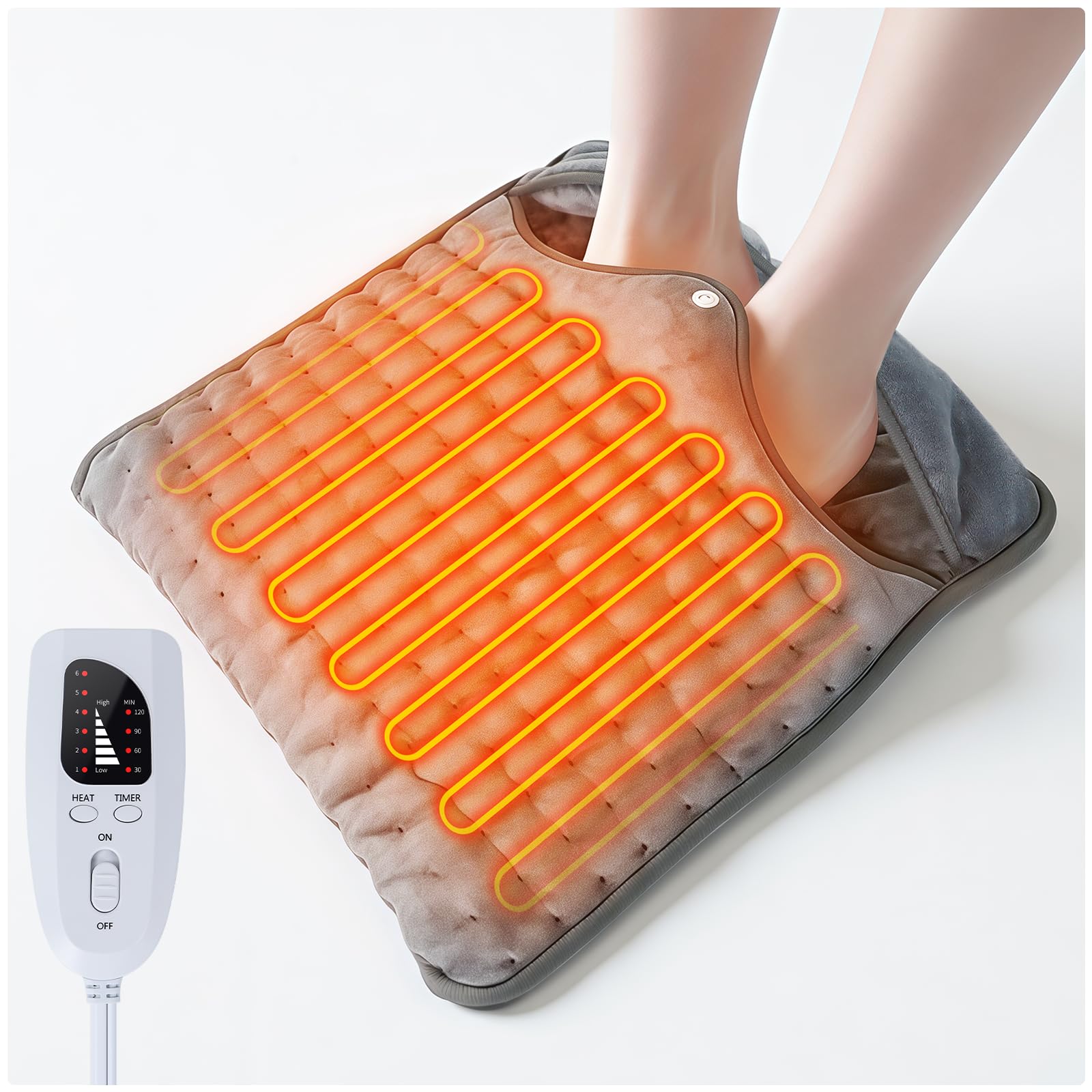 Scaldapiedi Elettrico, Scalda Piedi Casa Elettrico con 6 Livelli di Temperatura e Timer Spegnimento Automatico Morbido Lavabile Scaldino per Piedi per Donne Uomini