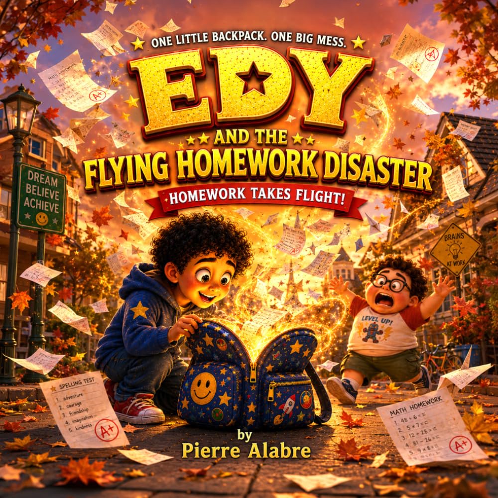 Edy and the flying Homework Disaster, Story book, Bedtime book for kid. Funny and inspiring book for 5 - 8 years kids.