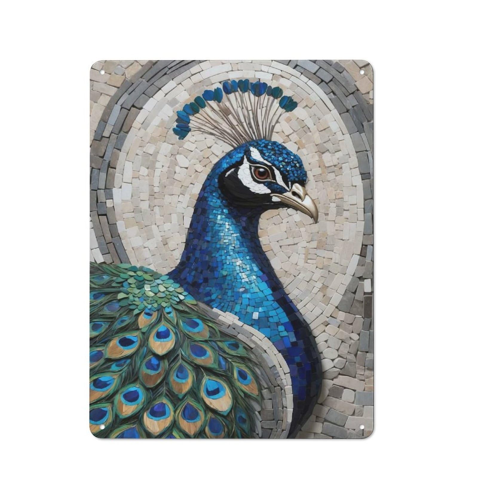 Junmoney Style-6 Vintage Vintage Metal Sign 40X30cm Featuring Peacock Mosaic Art, Restaurant Wall Art For Takeaway, Bar, Kitchen Or Counter Area