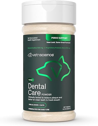 VETRISCIENCE Perio Support - Polvo de limpieza de dientes para gatos y perros 42 onzas reduce la placa en un 20 control del mal aliento y el sarro