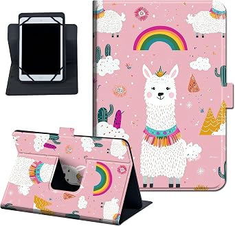 Universal Case for 10.5-11.5 Tablet,Pink Llama Cactus Rainbow