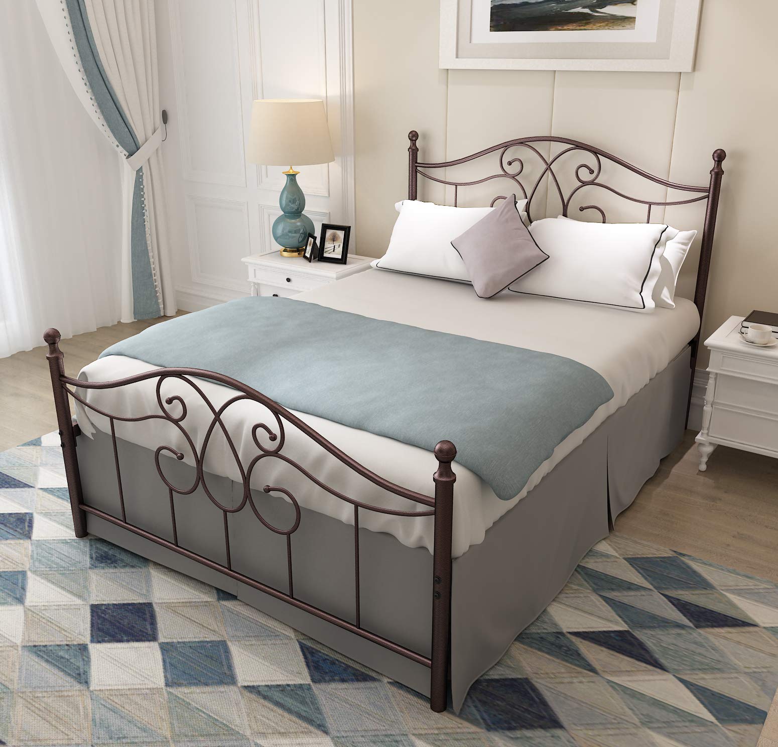 Amazon.com: YALAXON Vintage Sturdy Full Size Metal Bed Frame