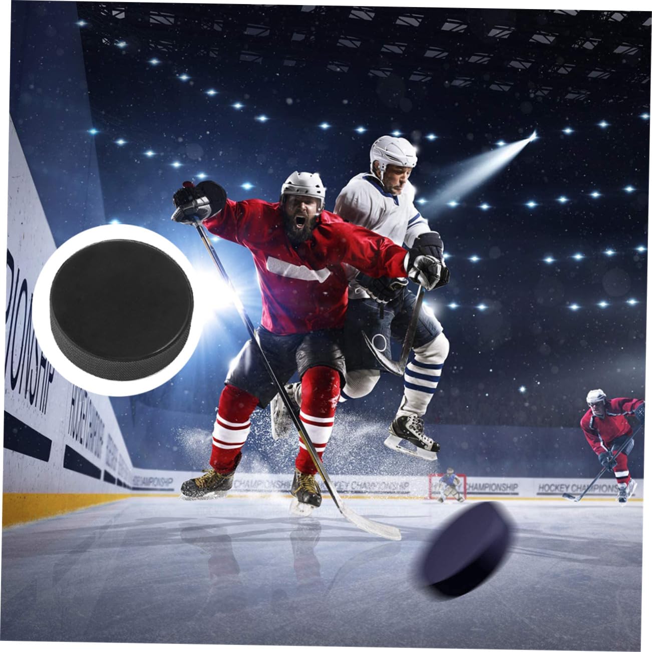 Palets D’entraînement de Hockey sur Glace 9 Pièces en Caoutchouc Noir