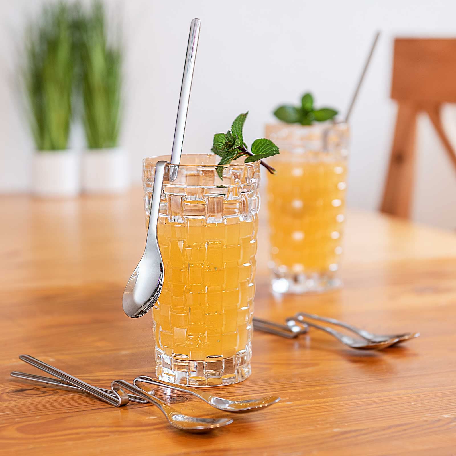 SIDCO Longdrinklöffel 6 x Löffel mit Knick Latte Macchiato Eislöffel Joghurtlöffel