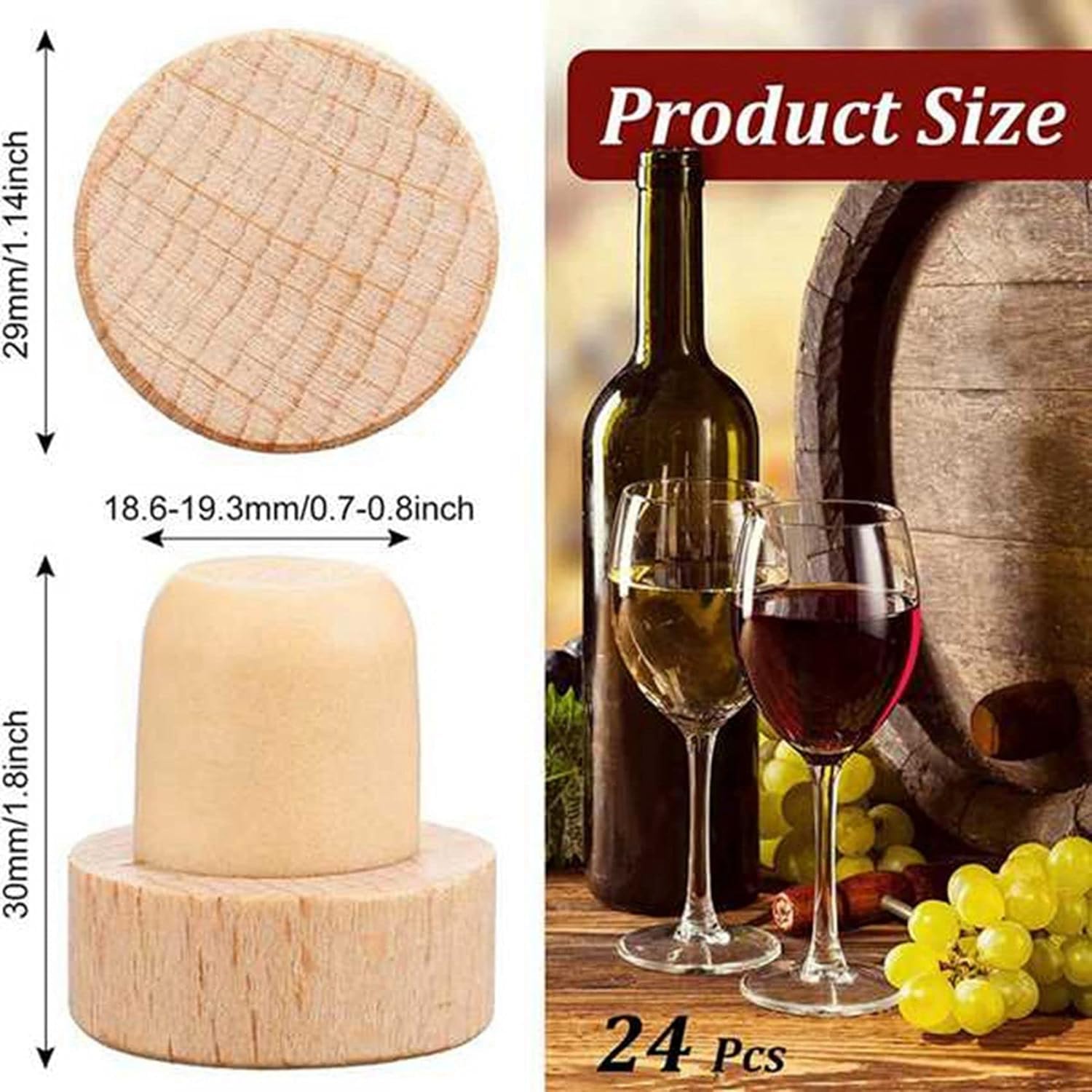 Tappi in sughero a forma di T per bottiglie di vino, riutilizzabili, in legno e gomma, 50 pezzi