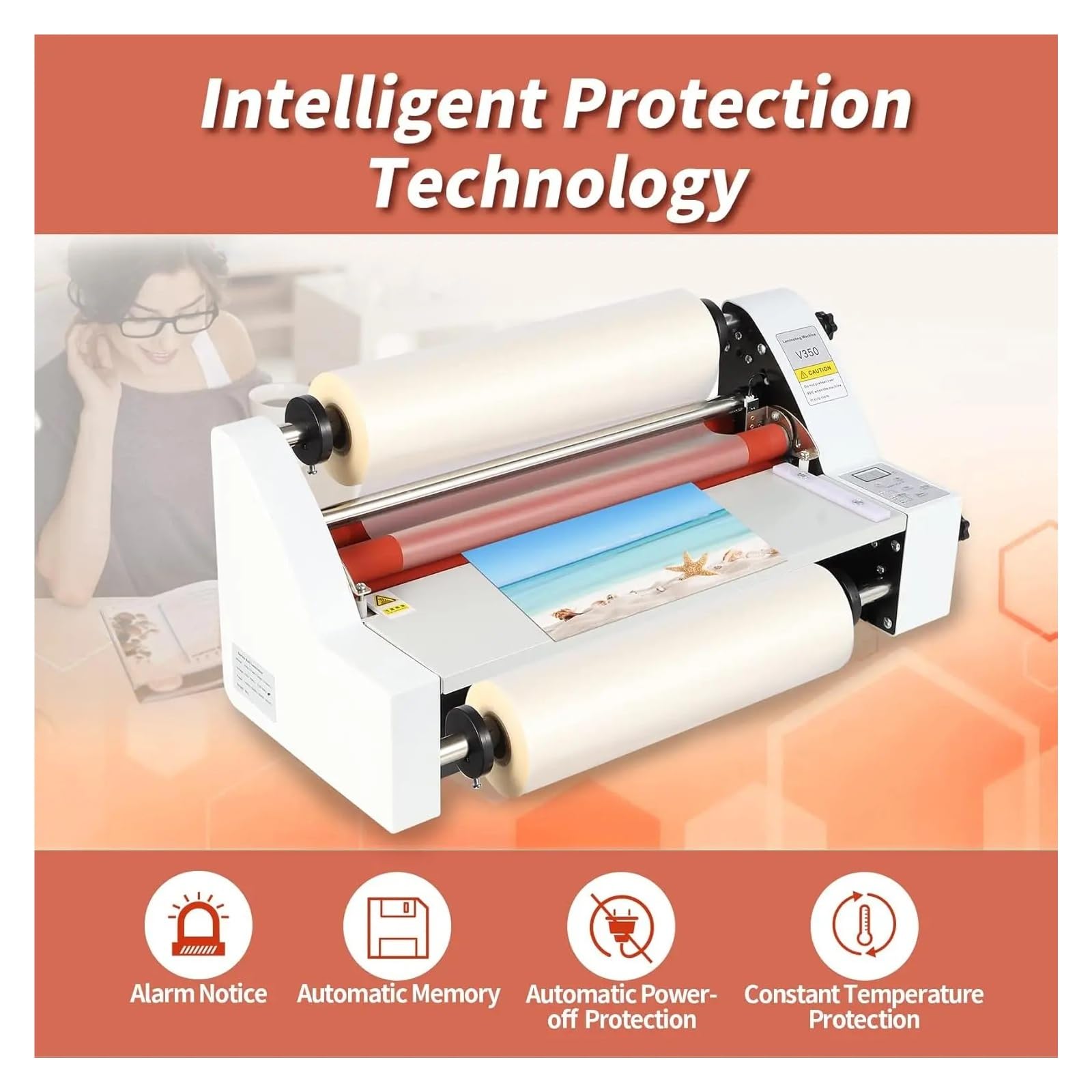 Laminatrice a caldo freddo V350, plastificatrice termica singola e doppia da 350 mm | For fogli di carta di carta PVC