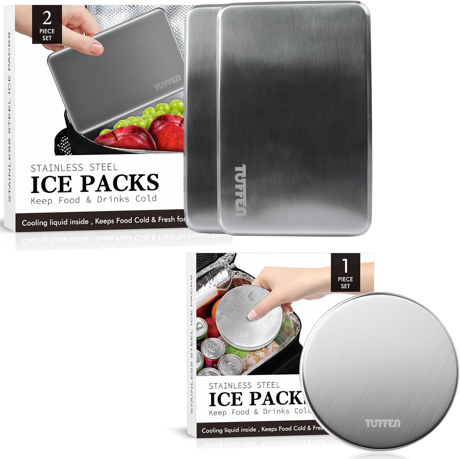 Ice Packs for Lunch Boxes, Stainless Steel Cooling Pack for Cooler 3 Packs Combo