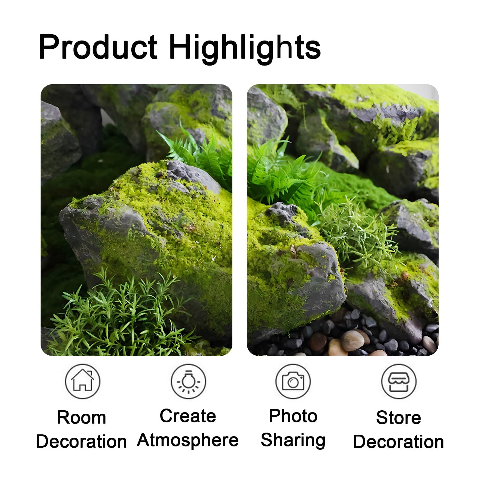 Grandi Sassi da Giardino, Coperture in Roccia Artificiale, Pietre da Giardino, Rocce Finte con Muschio Artificiale for Giardini e Cortili