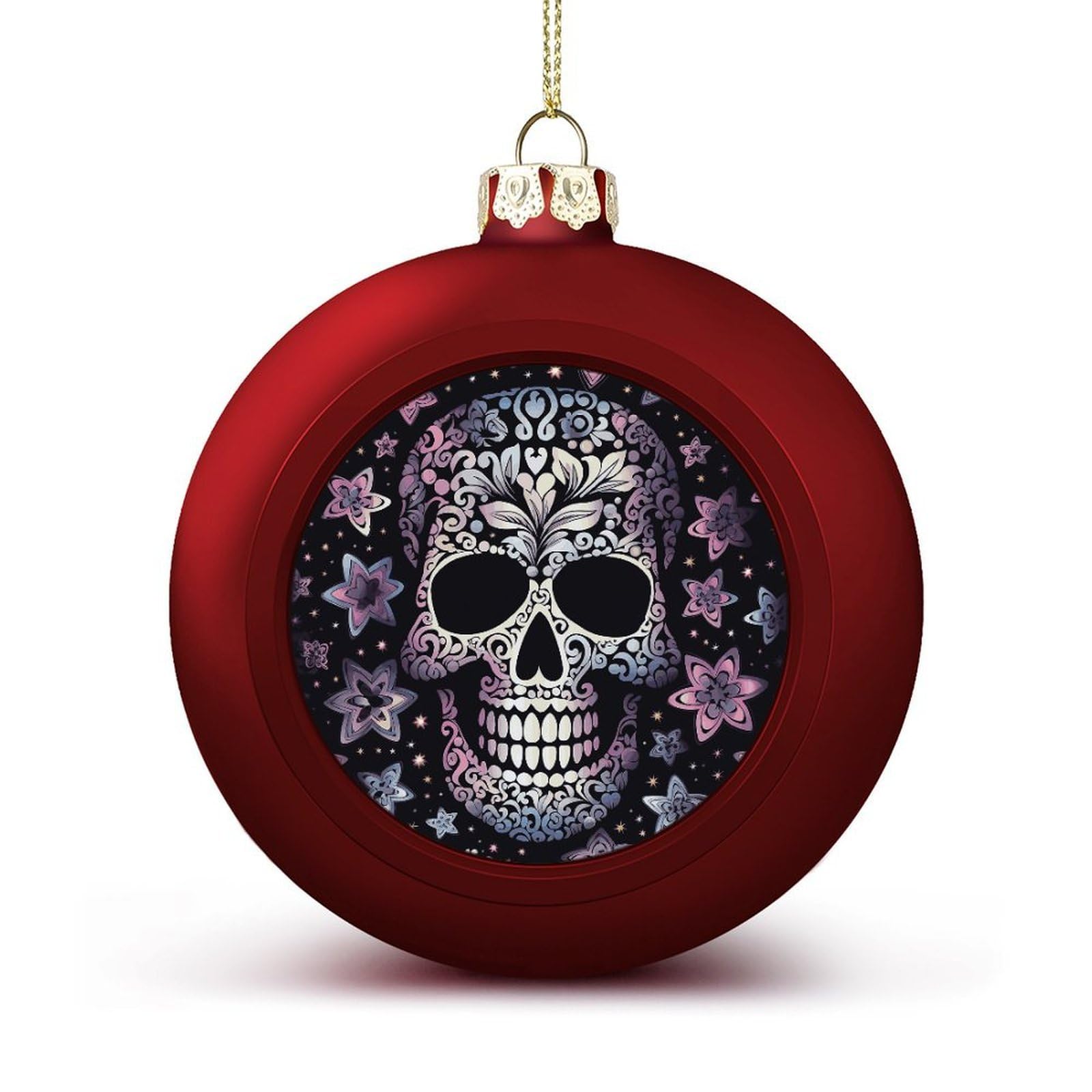 Cool Skull Christmas Balls Ornaments for Xmas Christmas Tree 1.6" Hanging Shatterproof Xmas Balls Hanging Decor Pendants for Holiday Party Outdoor Indoor DIY Craft Supplies
