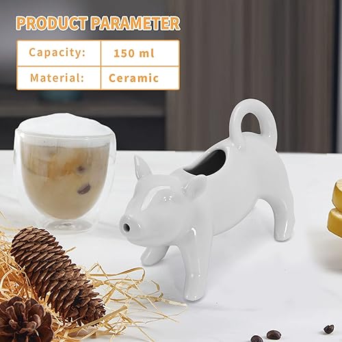 Miniatura 7 de Jarra de leche de cerámica, jarra de crema de porcelana en forma de cerdo, jarra de leche para café con animales lindos para el hogar, cocina y uso