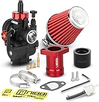 NIBBI PE24mm Carburetor Kit for Predator 212 Engine - Upgrade with Intake Manifold & 48mm Air Filter (Red)