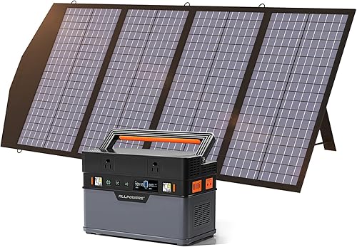 ALLPOWERS Generador solar de 700 W con panel solar incluido, estación de energía portátil de 606 Wh con panel de 140 W, múltiples salidas para
