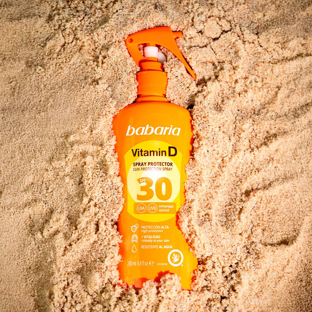 Babaria - Spray Solar Witamina D Spf30 | Solar 30 Body 200ml | Blok przeciwsłoneczny z witaminą D | Pistolet przeciwsłoneczny | Ochrona przeciwsłoneczna 30 Wszystkie rodzaje skóry
