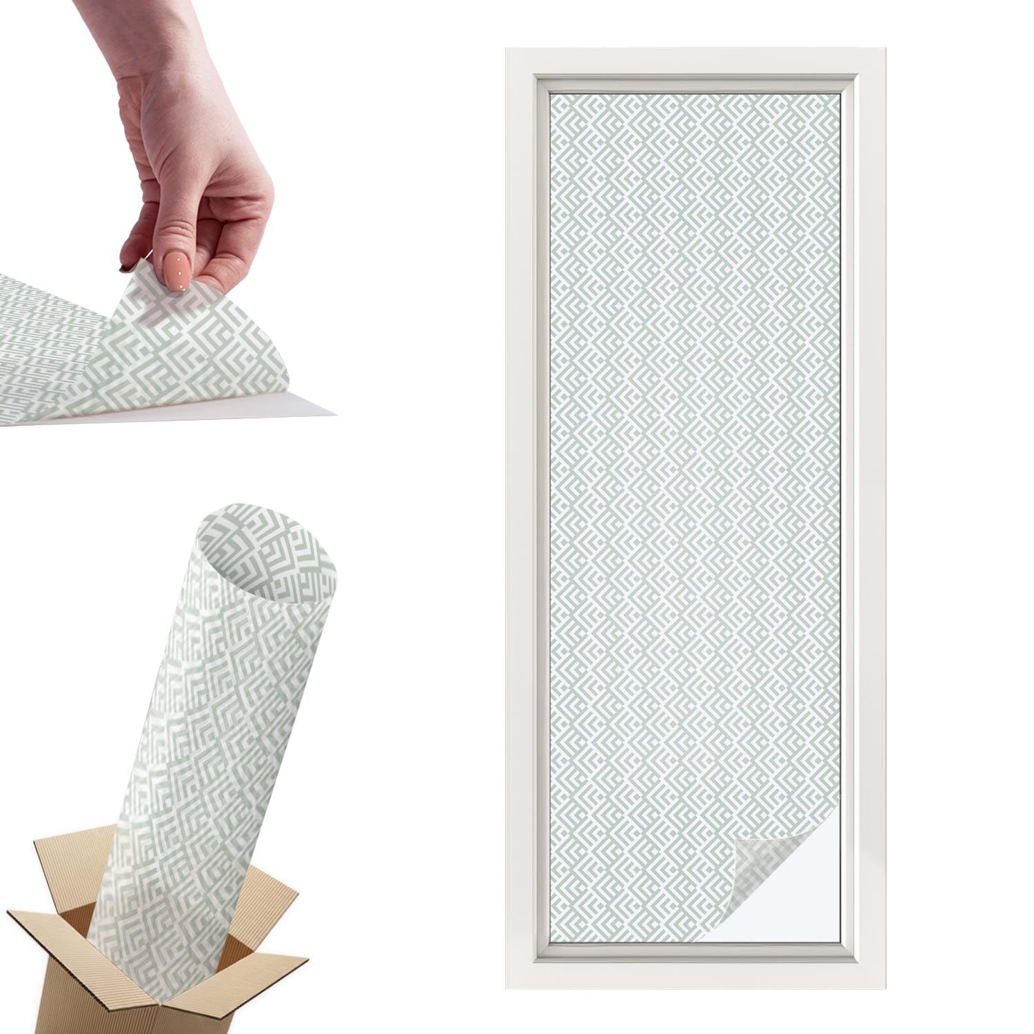 Film anti-regard pour fenêtre 50x146 cm en PVC géométrique pour chambre