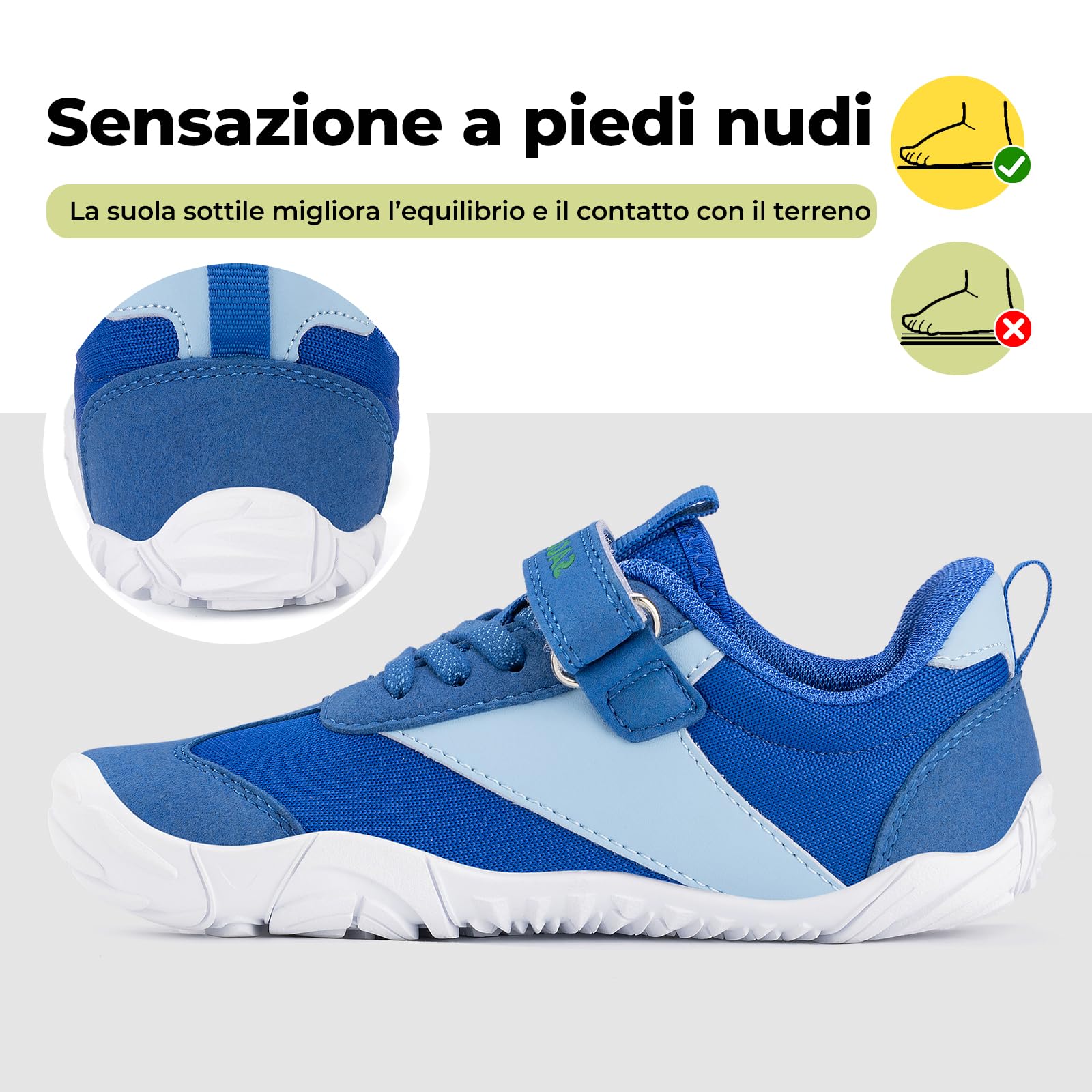 SAGUARO Scarpe Barefoot Bambini Sneakers Minimaliste Leggere Traspiranti con Punta Ampia, Gr.25-36