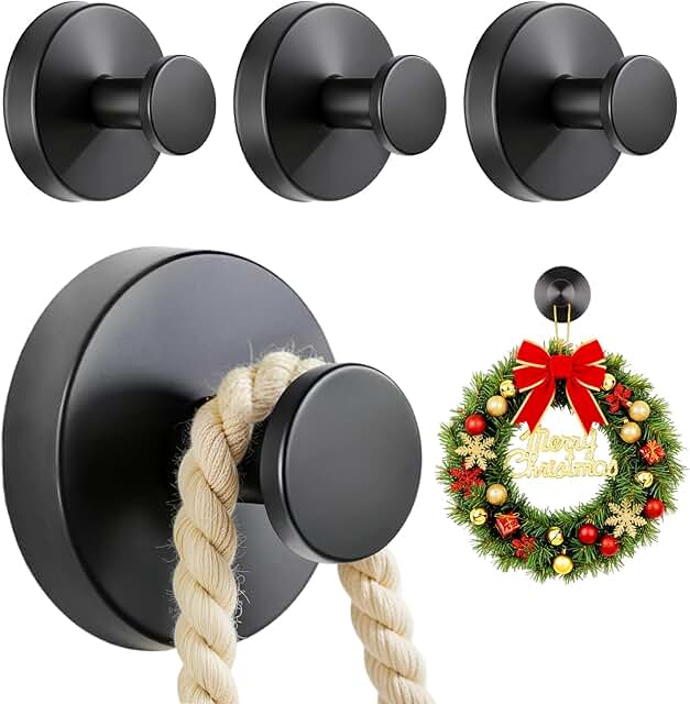 4 Packs Suction Cup Hooks for Shower, Heavy-Duty Wreath Hangers for Fron...