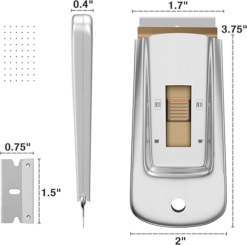 Miniatura 4 de Bates - Rascador de hoja de afeitar de metal, paquete de 2, 30 cuchillas adicionales, raspador para limpieza, rascador de vidrio, herramienta