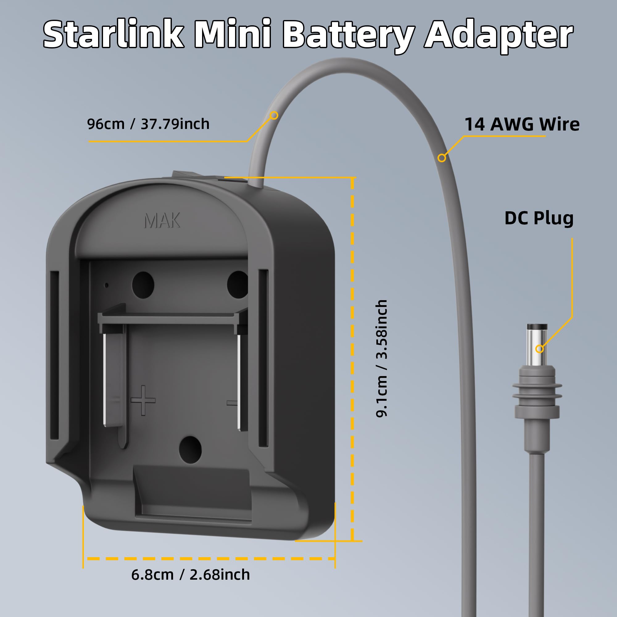 Starlink Mini Battery Adapter Power Cable for Makita 18V with 18AWG Waterproof Starlink DC Power Cable ? Control Switch for Starlink Mini Accessories