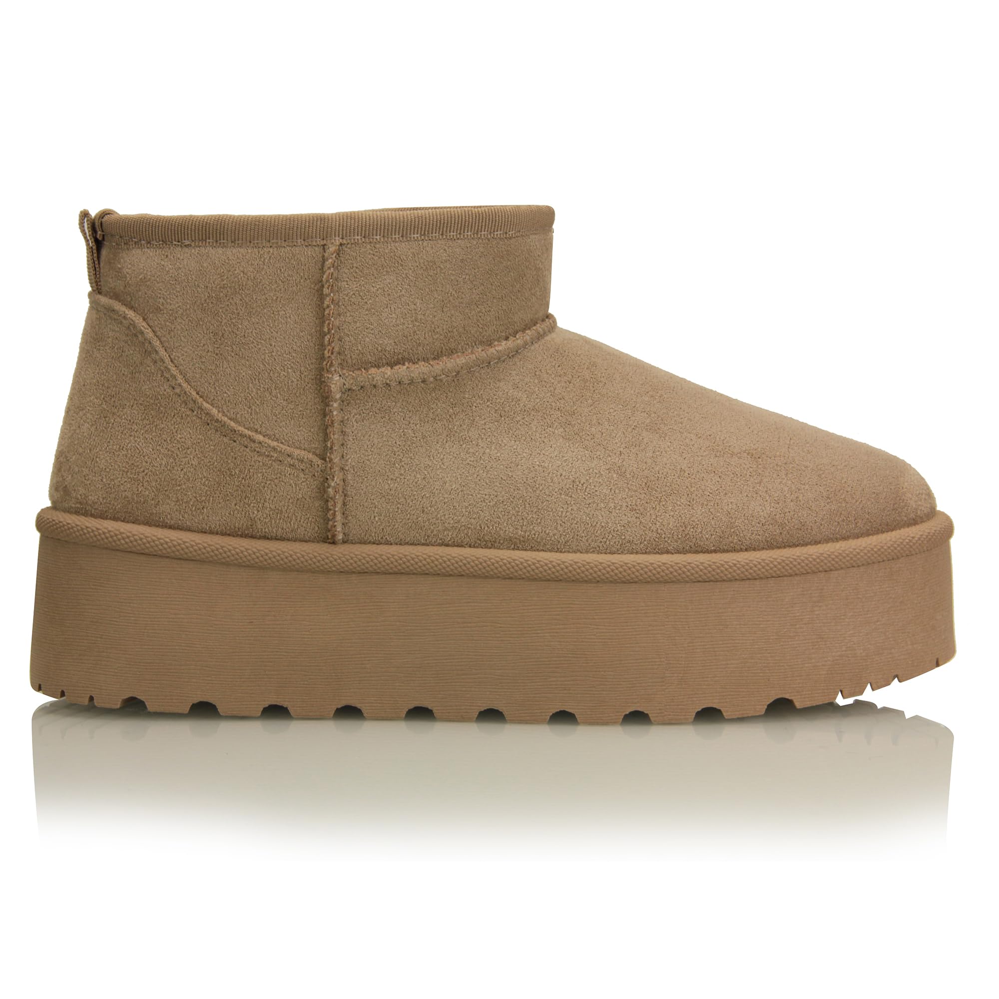 Damen Stiefeletten Warm Gefüttert Plateau Boots mit der Profilsohle