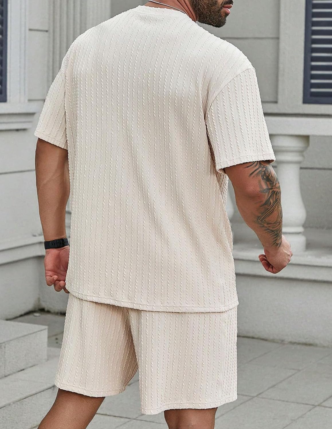 Conjunto Verano Hombre 2 Piezas Camiseta+Shorts Chándal Hombres Verano con Bolsillos para Fútbol Baloncesto Tenis Jogging