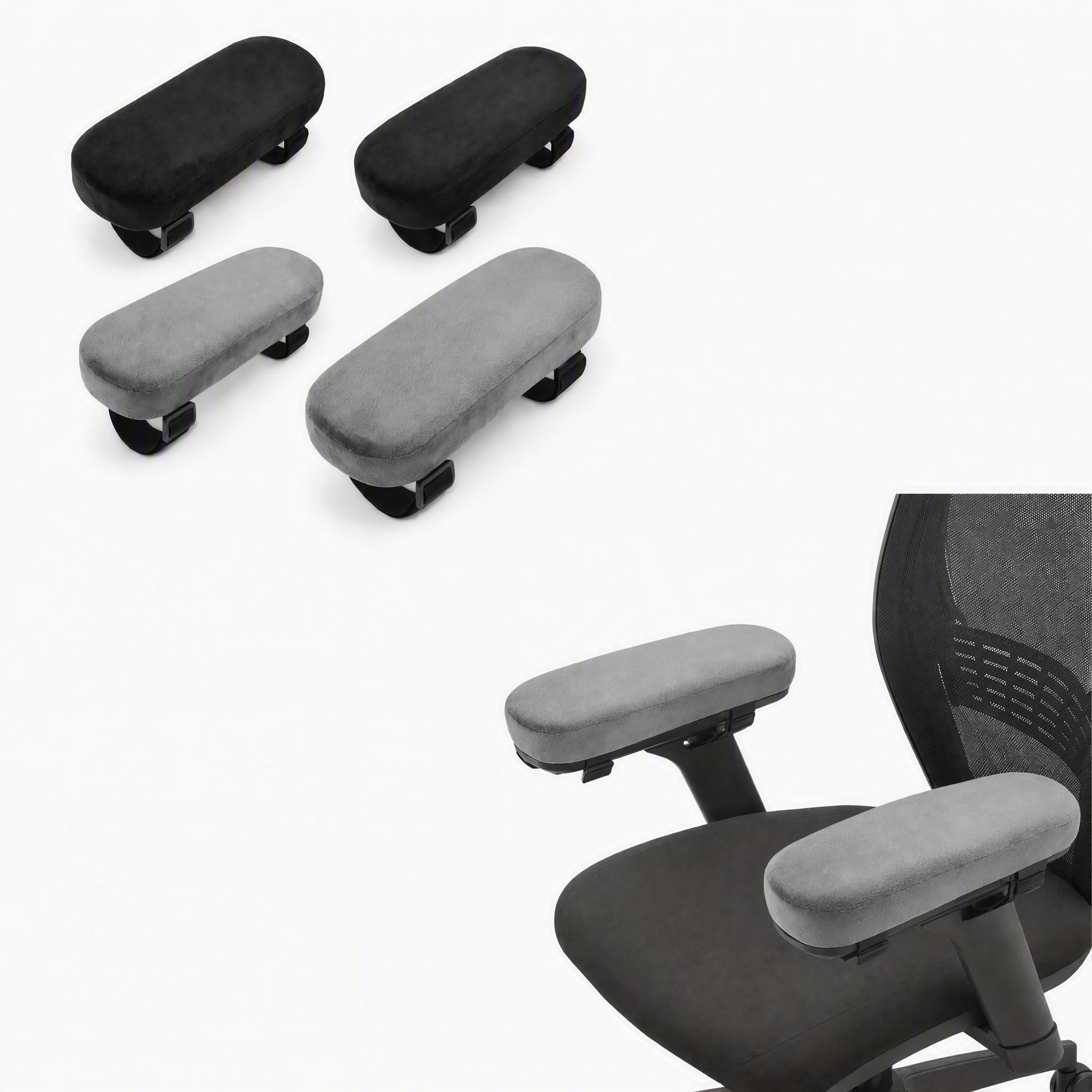 Office Chair Arm Covers, 4 Pcs Memory Foam Elbow armrest pad with Zip