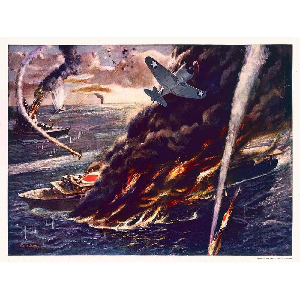 Wee Blue Coo Paintings War Military Naval Battle Coral Sea Wwii Pacific Japan Art Print Poster Wall Decor 12X16 Inch