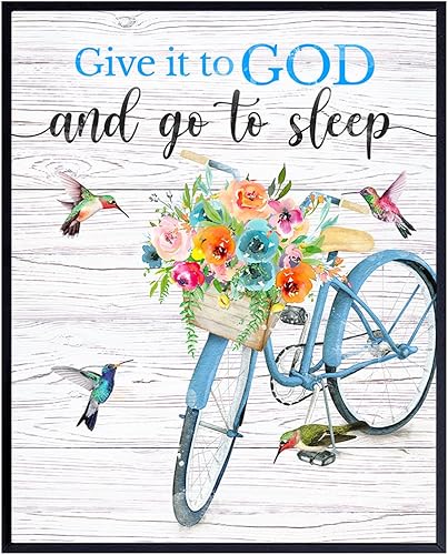 Give it to God and Go to Sleep Sign - God Wall Decor - Christian Gifts for Women - Spiritual Wall Decor - Inspirational Wall Art - Religious Wall