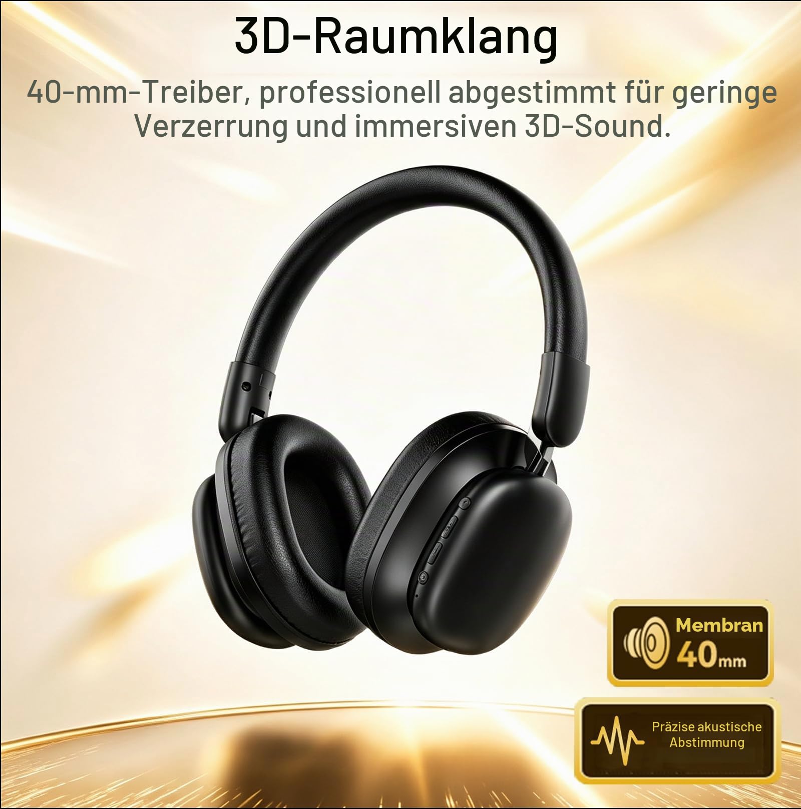 Over Ear Kopfhörer Bluetooth mit High-Resolution Audio, 100 Std. Akkulaufzeit, faltbare Bluetooth 5.4 Wireless Headphones, 3 EQ-Modi, eingebautem Mikrofon, Bluetooth Kopfhörer für Reisen, Büro, Handy